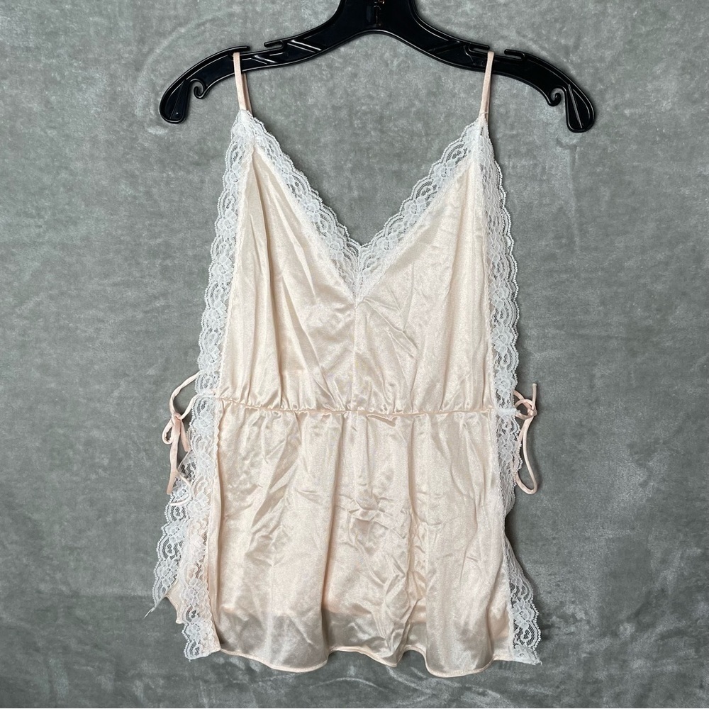 Vintage Lace-Trim Lingerie Cami Blouse Top Women’s XS Romantic Intimate